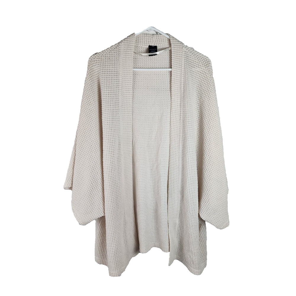 Express Cream White Cozy Knit Open Front Cardigan One Size Over Shoulder